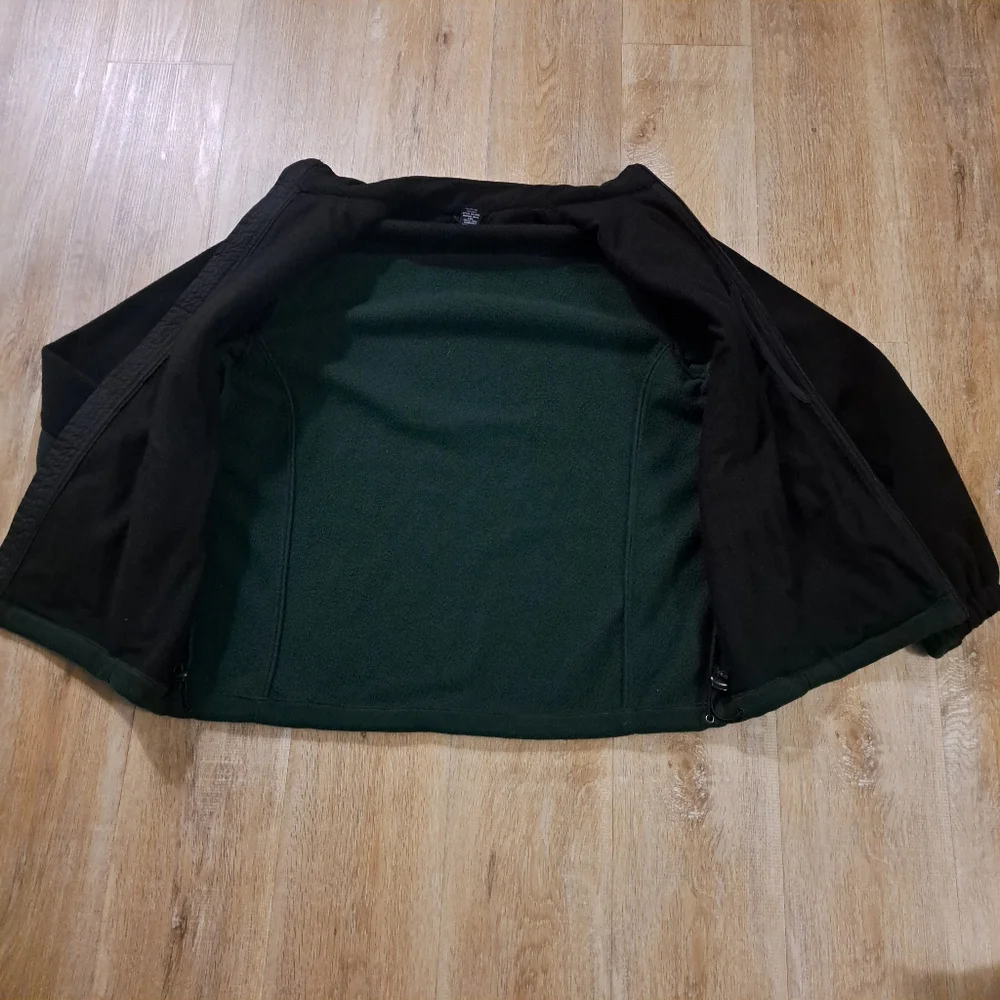 G.H. Bass & Co. Dark Green Black Full-Zip Outdoor Fleece Jacket Men's Size Large